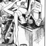 Illustration of digging on an icebox