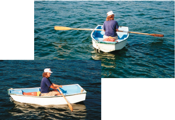 Susan’s next dinghy was one she and husband, Chris, built using the stitch-and-glue method. Plans for this one, a D4, are offered by Jacques Mertens.