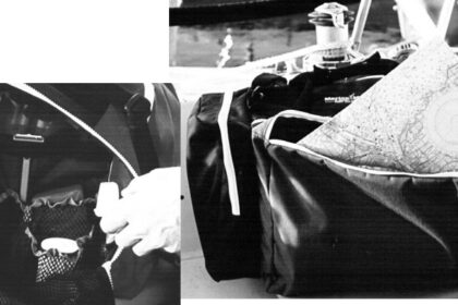 The ultimate duffel bag for sailors: soft, durable, thoughtfully designed with a nifty zip-off shower tote below, a chart-sized pocket, and available in “scads” of bright colors of your choice. You wanted it personalized for your boat with its logo? No problem.