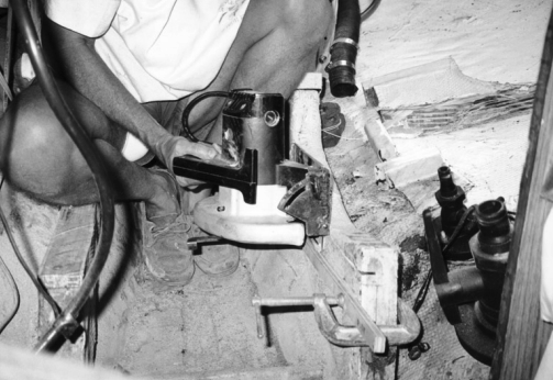 Cutting down the engine stringers to the correct height.