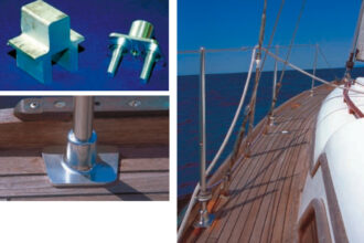 One-part base from start to finish, above, and installed on Ron’s boat, at right.