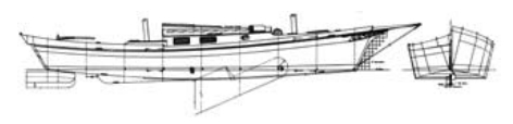 Mystic sharpies are double-ended cruisers featuring the typically flat rocker and drop rudder of flat-bottom sharpies.