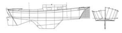 The modified Grand Banks 22 dory cruiser has considerably more flare in the topsides and proportionally greater beam than the sharpie type.