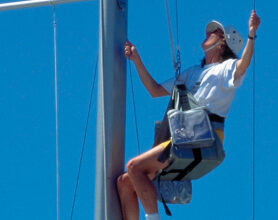Picture of a woman up a mast