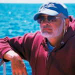 A picture of a man sailing