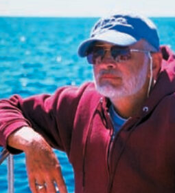 A picture of a man sailing