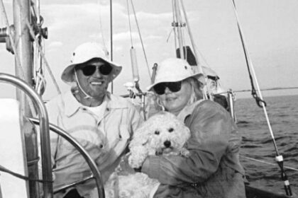 Ben and his wife, Marjatta Lyyra, and dog Amy enjoy one of those sailing days which make those who don’t have a boat stalk boatyards in search of a way to get out on the water.
