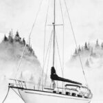 Drawing of a boat at anchor