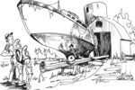 Drawing of a boat on a farm