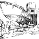 Drawing of a boat on a farm