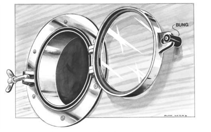 A picture of a portlight latch