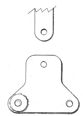 A machinist enlarged the hole in the tang to accommodate a larger pin. The new hole is off-center, in order to keep as much margin as possible around the outside of the hole. Bill added a stainless steel doubling washer for more strength.