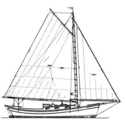 Sunshine, a 33-foot gaff sloop with a bowsprit