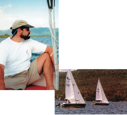 Bill O’Reilly in a quiet moment above. Dulse, sailing at right, on New York’s Lake George.