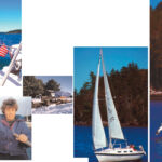 Bob Howe, above, sailing the Tanzer 22 he bought on a whim six years ago. Above, the boat is set for winter storage in Maine. At left, Kathy Howe enjoying a moment on the water. Svoboda, on the opposite page and on Page 45, is also enjoying her moments on the water.