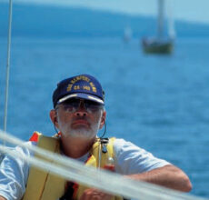 A picture of a man sailing
