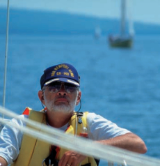 A picture of a man sailing