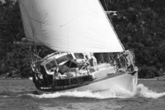 Picture of a wooden boat sailing