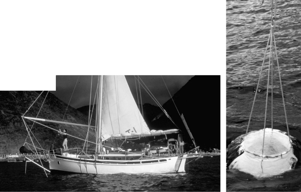 Peaceful times at anchor even in a surge can be yours with a cleverly designed weight suspended from your spinnaker pole.